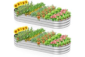 ANNZOE 2 Pcs 7 x 3 x 1 FT Galvanized Steel Raised Garden Bed, Large Galvanized Steel Outdoor planter box for for Easy to DIY and clean - Raised Garden Beds outdoor for backyards, terraces and balconies