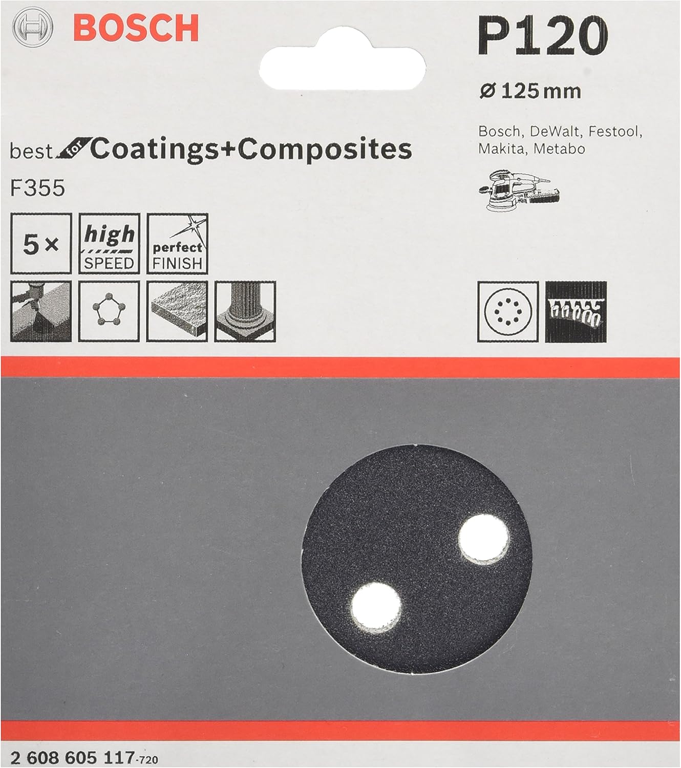 Bosch 2608605117 F355 Sanding Discs for 