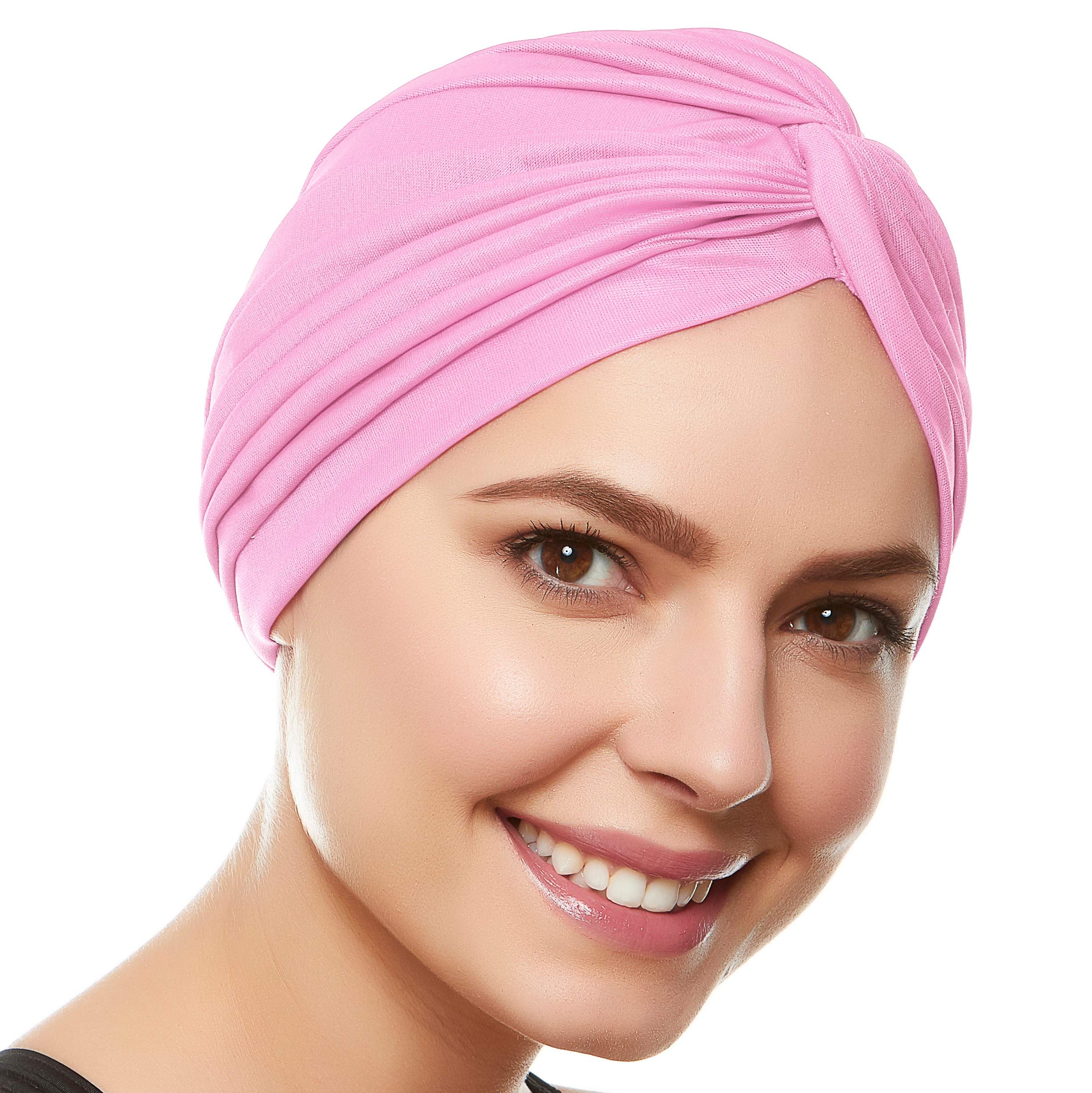 Beemo Polyester Twisted Pleated Turban Head Cover - Light Pink โ image 1