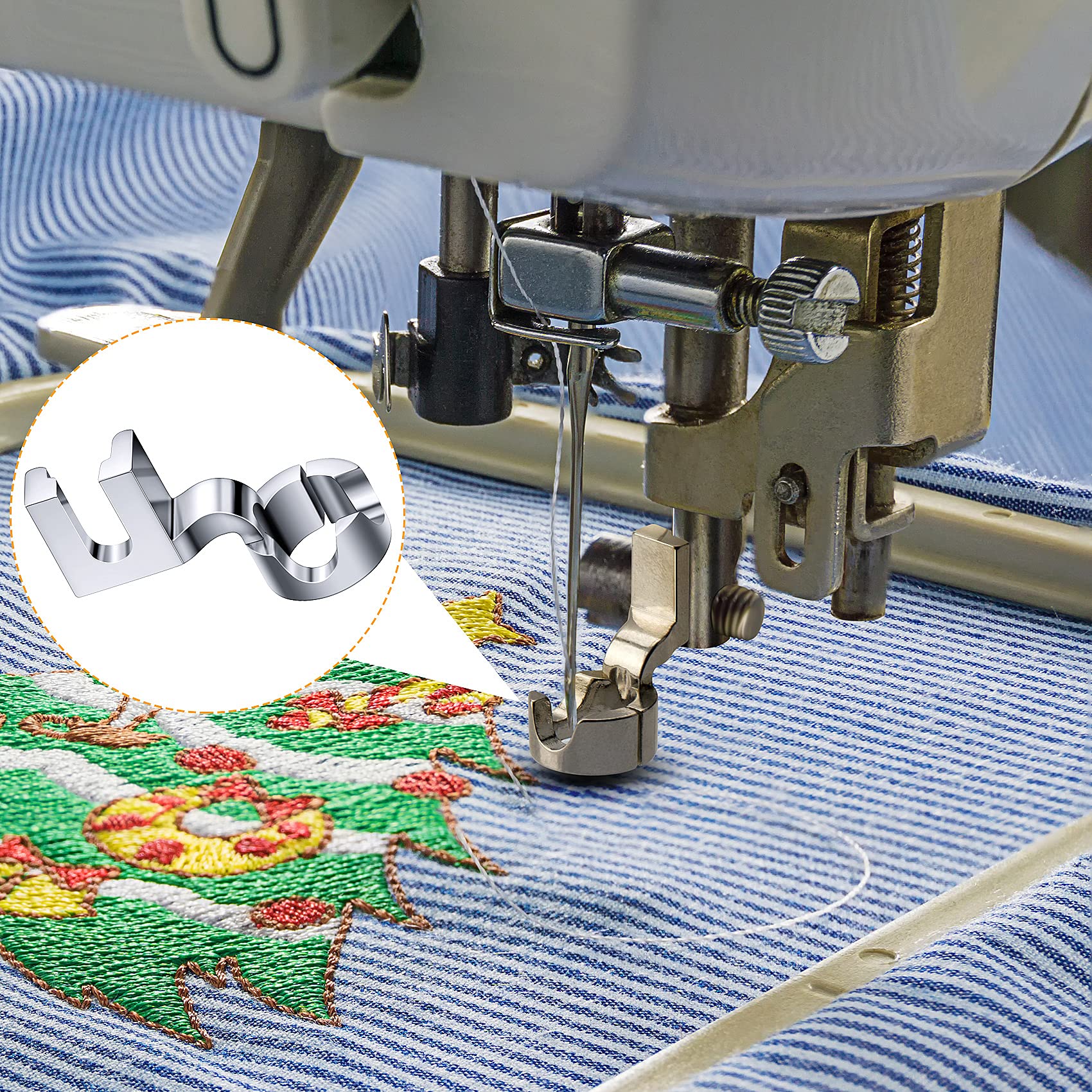 PAGOW 2Pcs Quilting Presser Feet, Round Ruler Foot for Frame, Free Motion Darning Foot for Fits All Sewing Machines (1 Pcs High Shank-Open Toe + 1 Pcs Low Shank-Open Toe)