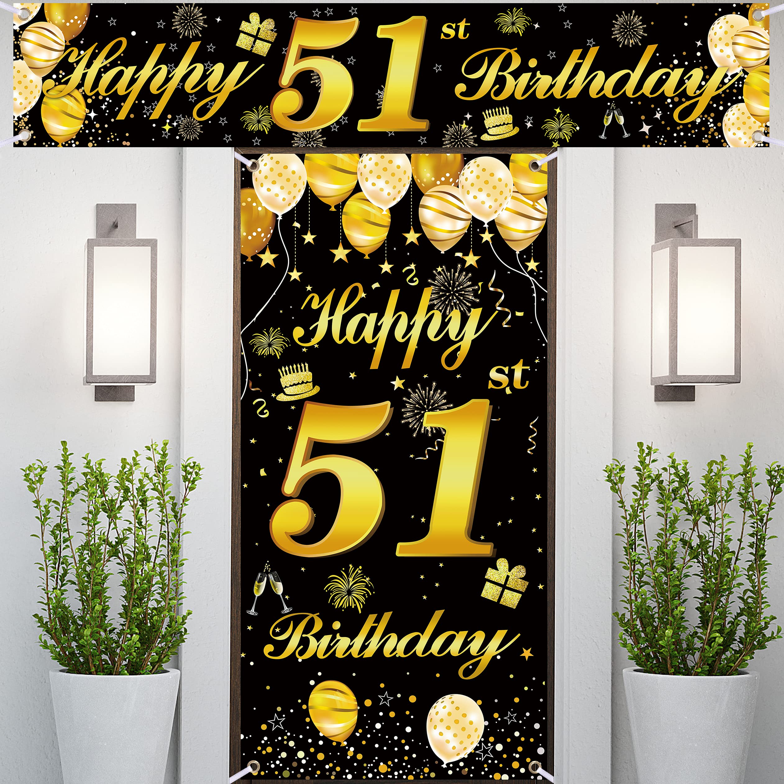 51st Happy Birthday Door Banner IMISI Birthday Decorations Birthday Backdrop Decorations for a Party