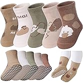 LANLEO Baby Toddler Socks with Grips Baby Toddlers Girls Boys Non Slip Grip Socks with Grippers 6 Months-5 Year Old