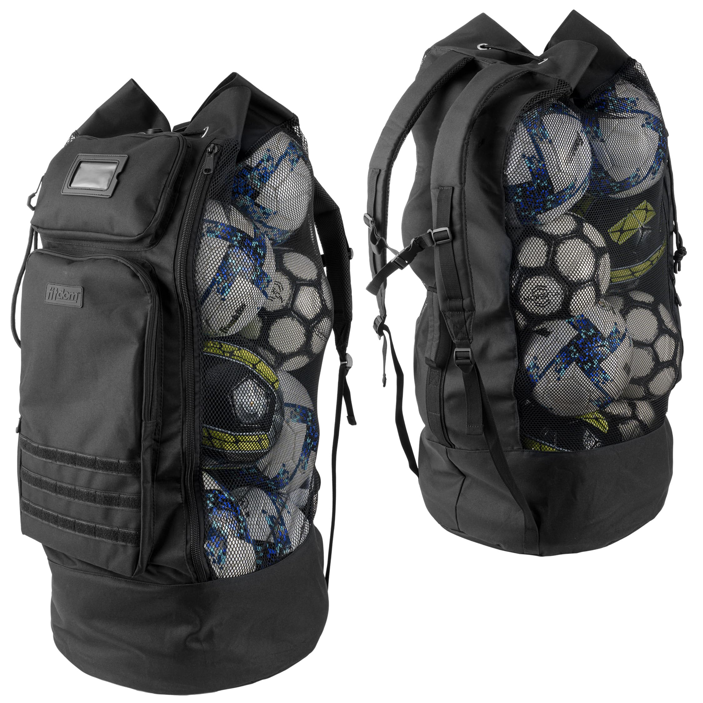 Photo 1 of Fitdom Heavy Duty XL Soccer Mesh Equipment Ball Bag w/Adjustable Backpack Shoulder Strap Design for Coach. 2 Different Size Front Pockets for Sporting Accessories. Best for All Outdoor & Water Gears