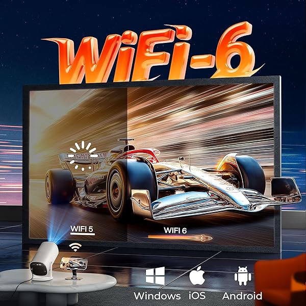 【BUILT-IN OFFICIALLY-LICENSED APPS & 500 ANSI LUMENS & FULL AUTOMATIC】BOLDEVER 2026 UPGRADED MINI SMART PROJECTOR WITH WIFI 6 AND BLUETOOTH, 270° ADJUSTABLE STAND, 4K MOVIE PROJECTOR INDOORS OUTDOORS