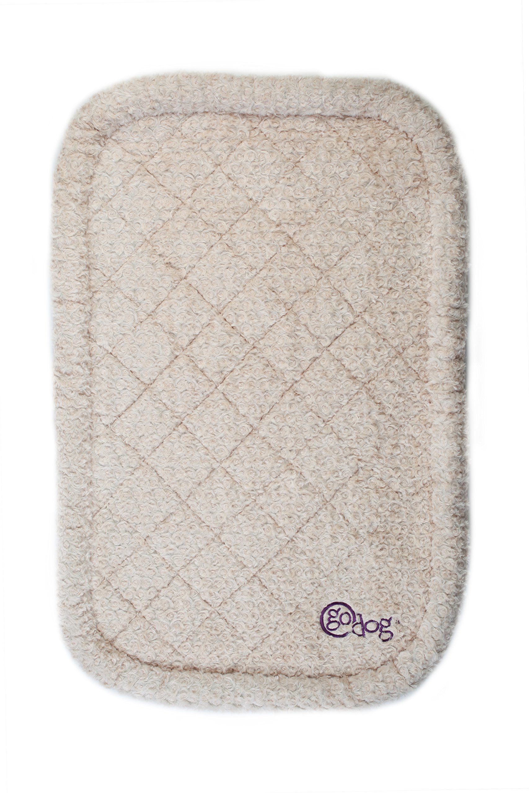 goDog Moonmoon BedZzz Shag Bolster with Chew Guard Technology, Extra Small, Tan