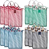 Dansydaisy 12 Pcs Mesh Beach Tote Bags with Zipper Seashell Bags for Holding Toys Waterproof Sandproof Swimming Pool Essentials for Outdoor Beach Activities
