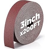 Heigble Abrasive Sandpaper Roll 3''x 200 ft 80 Grit Drum Sander Sandpaper Rolls Sand Paper Roll Emery Cloth Roll for Drum Sander Sandpaper Continuous Roll Wood Automotive Polishing