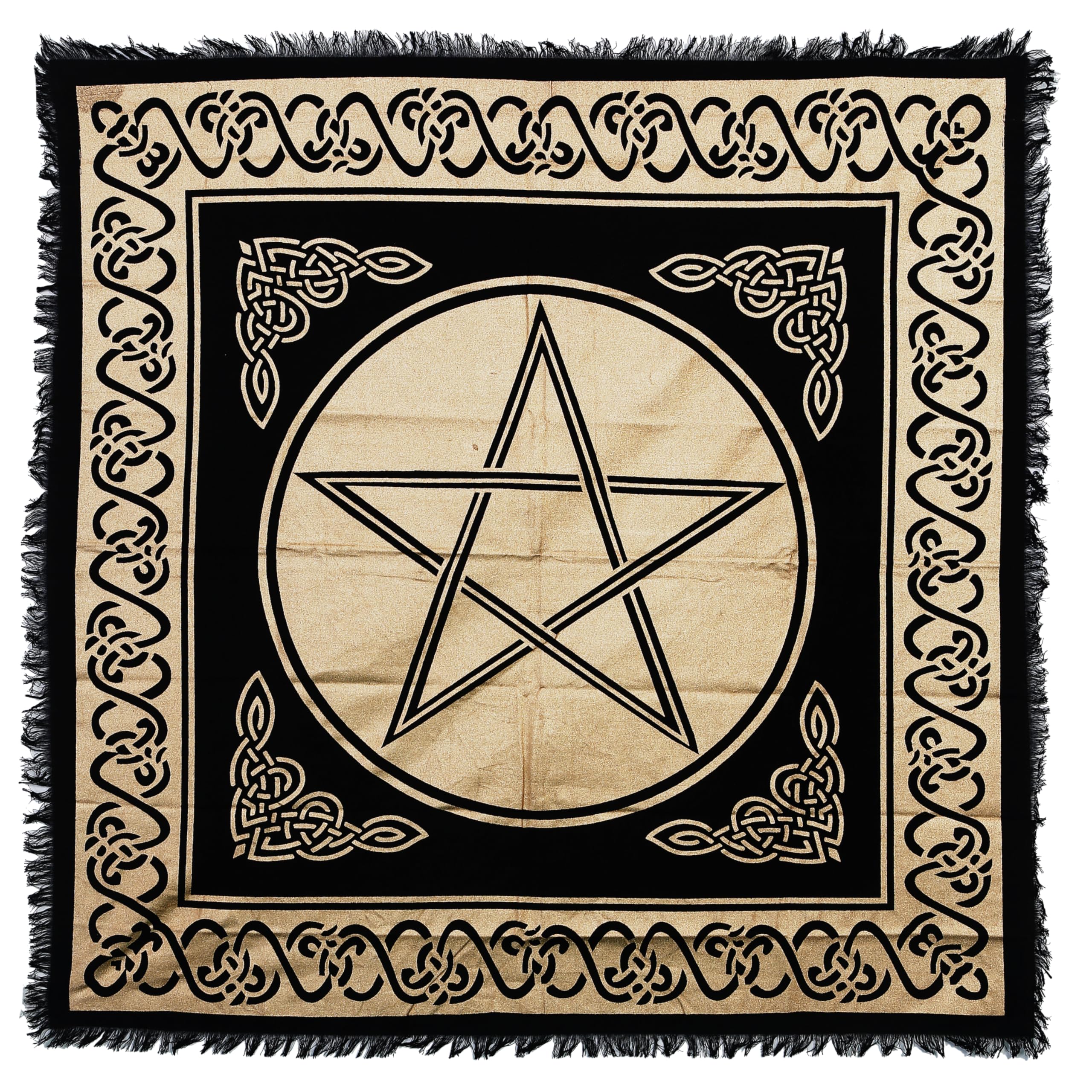 Indian Consigners Altar Cloth Star Witchcraft Alter Tarot Spread Top Cloth Wicca Square Spiritual 36 by 36 Sacred Cloth (Golden Pentagram)…