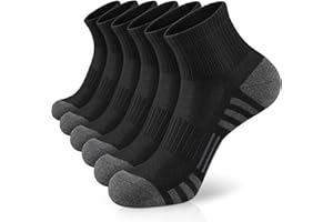 Airacker Athletic Quarter Socks with Cushion Running Ankle Socks for Men Women 6 Pairs