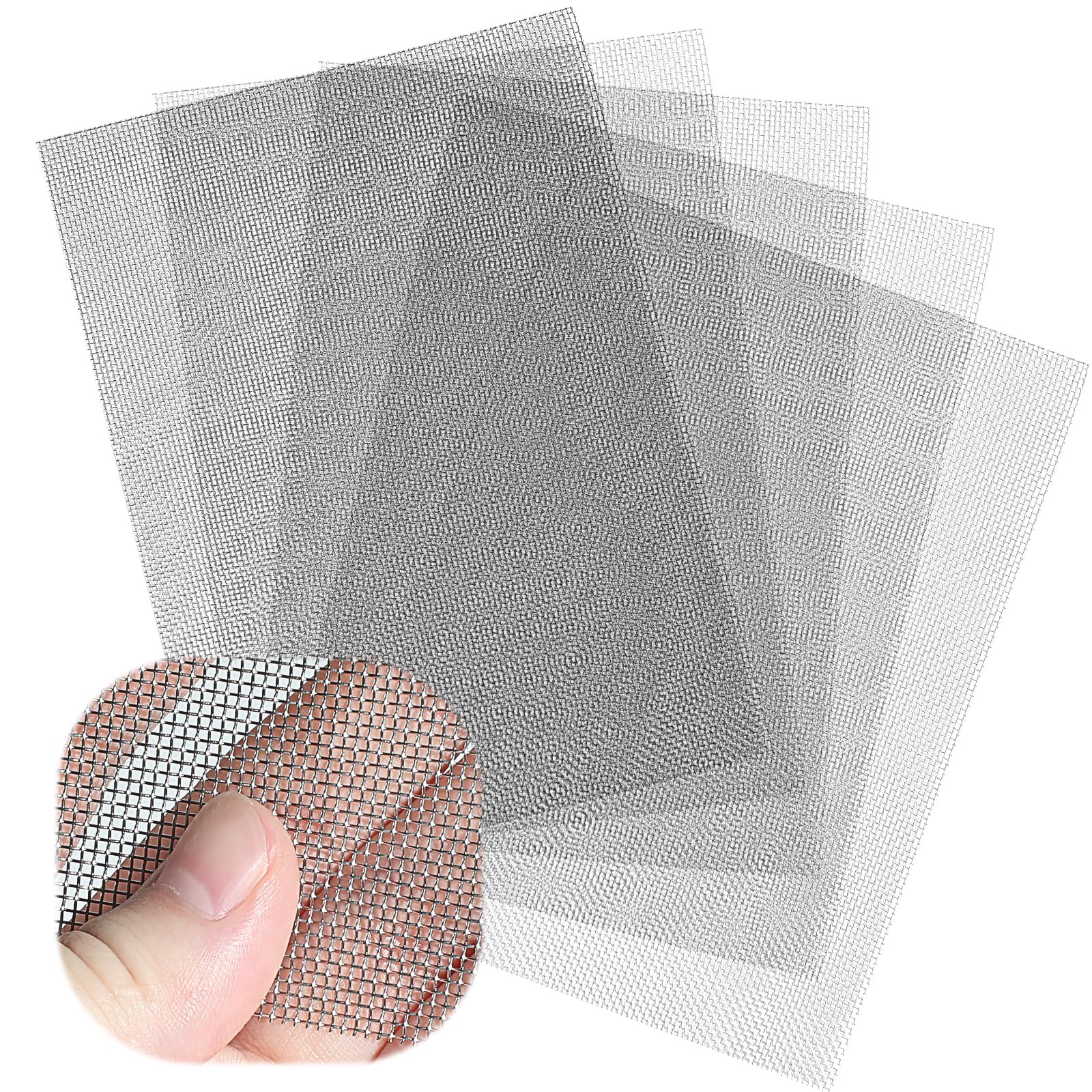 304 Stainless Steel Woven Wire Mesh, 6 Pieces Rodent Mesh Sheet, Metal Insect Mesh Sheet, Fine Wire Mesh Panels, Air Vent Metal Mesh Panels, Rodent Proofing Wire Metal Mesh for Home, Kitchen, Garden