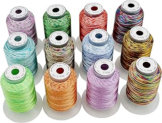 New brothread 12 Multi Farben Polyester Maschinen Stickgarn 500M (550Y) für Brother/Janome/Singer/Babylock/Kenmore/Pfaff/Bernina/Husqvaran Stickereimaschine-Sortiment 1