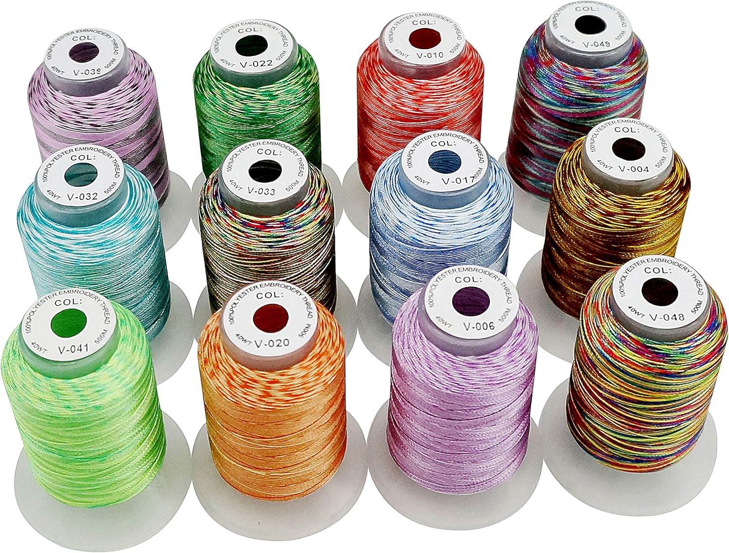 New brothread 12 Multi Farben Polyester Maschinen Stickgarn 500M (550Y) für Brother/Janome/Singer/Babylock/Kenmore/Pfaff/Bernina/Husqvaran Stickereimaschine-Sortiment 1