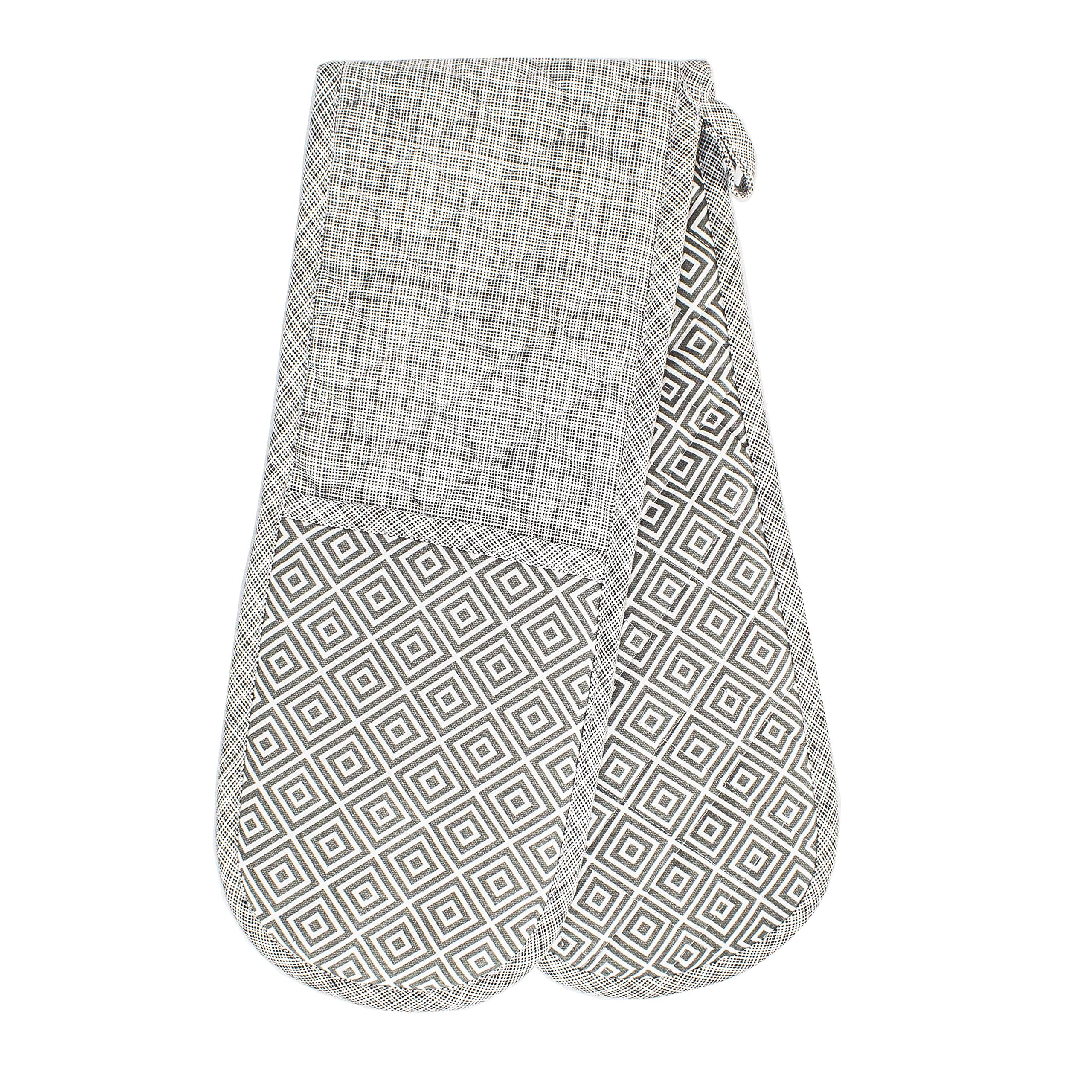 Oven Gloves, Grey, Double Oven Mitts, Heat Resistant Cooking Gloves, Machine Washable Catering, BBQ, Kitchen, Baking Mitts, Double Oven Gloves, Pot Holders