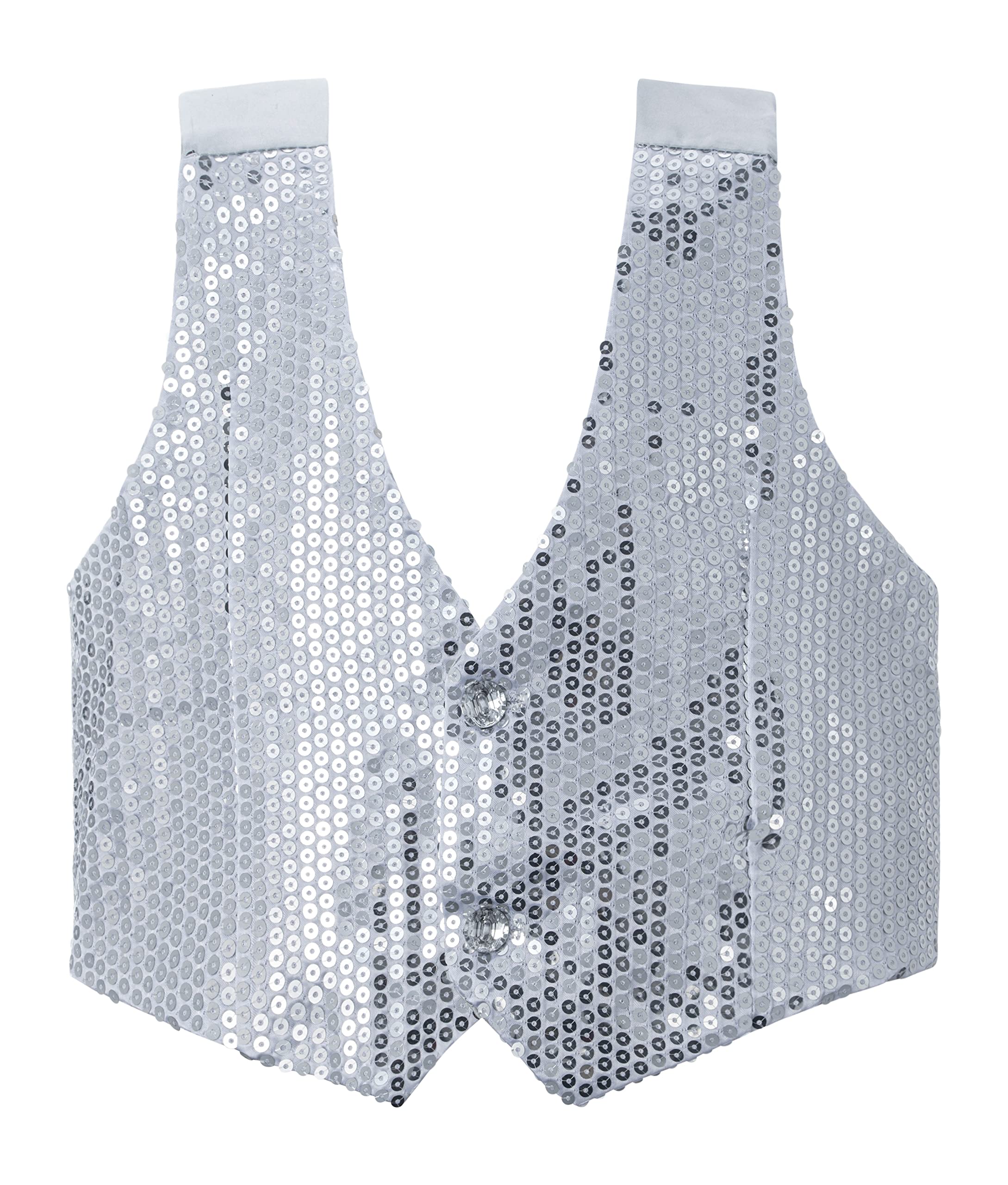 Dress Up America Sequin Vest - Adults Shiny Dance Vest - Sparkly Waistcoat For Men And Women - Silver Party Costume