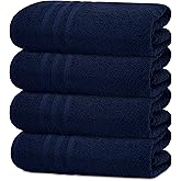 Tens Towels Pack of 4 Soft Bath Towels, 100% Cotton, 27 x 54 Inches, Lightweight & Quick-Dry, Ideal for Daily Bathroom Use, Practical & Comfortable, Navy