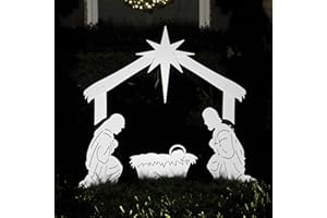 Teak Isle Outdoor Nativity Scene - Holy Family Yard Nativity Set. Made in USA, Durable Materials, Simple Assembly, Compact Storage. White. Solid Plastic.