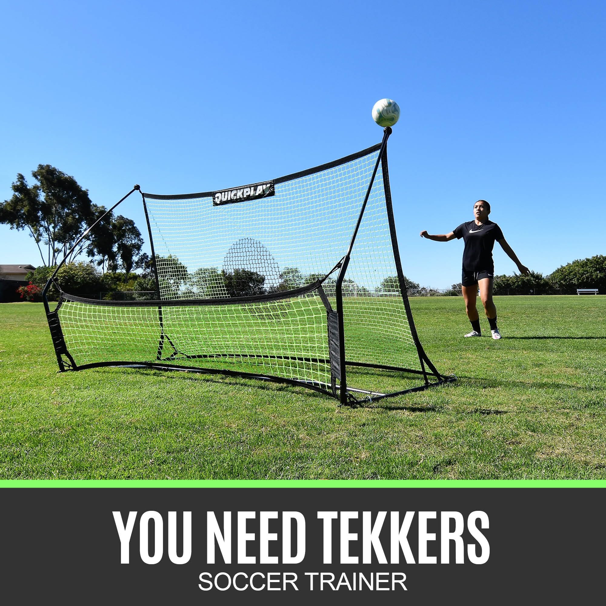 QUICKPLAY TEKKERS Rebounder Für Fußball Professioneller Fußball Rebounder - Tragbare Trainingswand 200x120 cm - 2 in 1 Netz System für Passspiel & Techniktraining 9