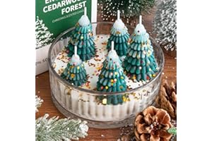 MOREDOTS Christmas Decorations Indoor - Christmas Tree Cedar Forest Candles - Farmhouse Rustic Christmas Tree Candle for Party Room Table Decor - Xmas Gifts for Women Girls Holiday Birthday