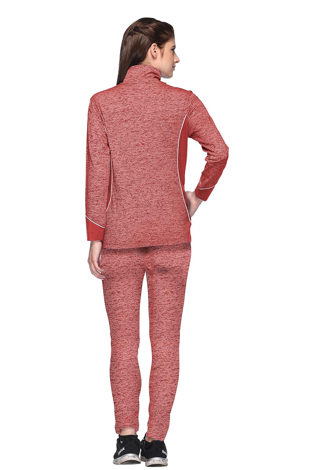 ex10sive women's front half zipper cotton blended active wear top and bottom set