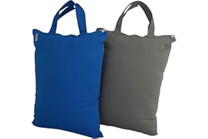 MOM & BAB Wet Bags for Baby | Travel | Cloth Diapers | Swimsuits and Towel | Wet Dry Bag for Breast Pump Parts, Gym, Yoga | Water & Odor Resistant (Blue&Gray)
