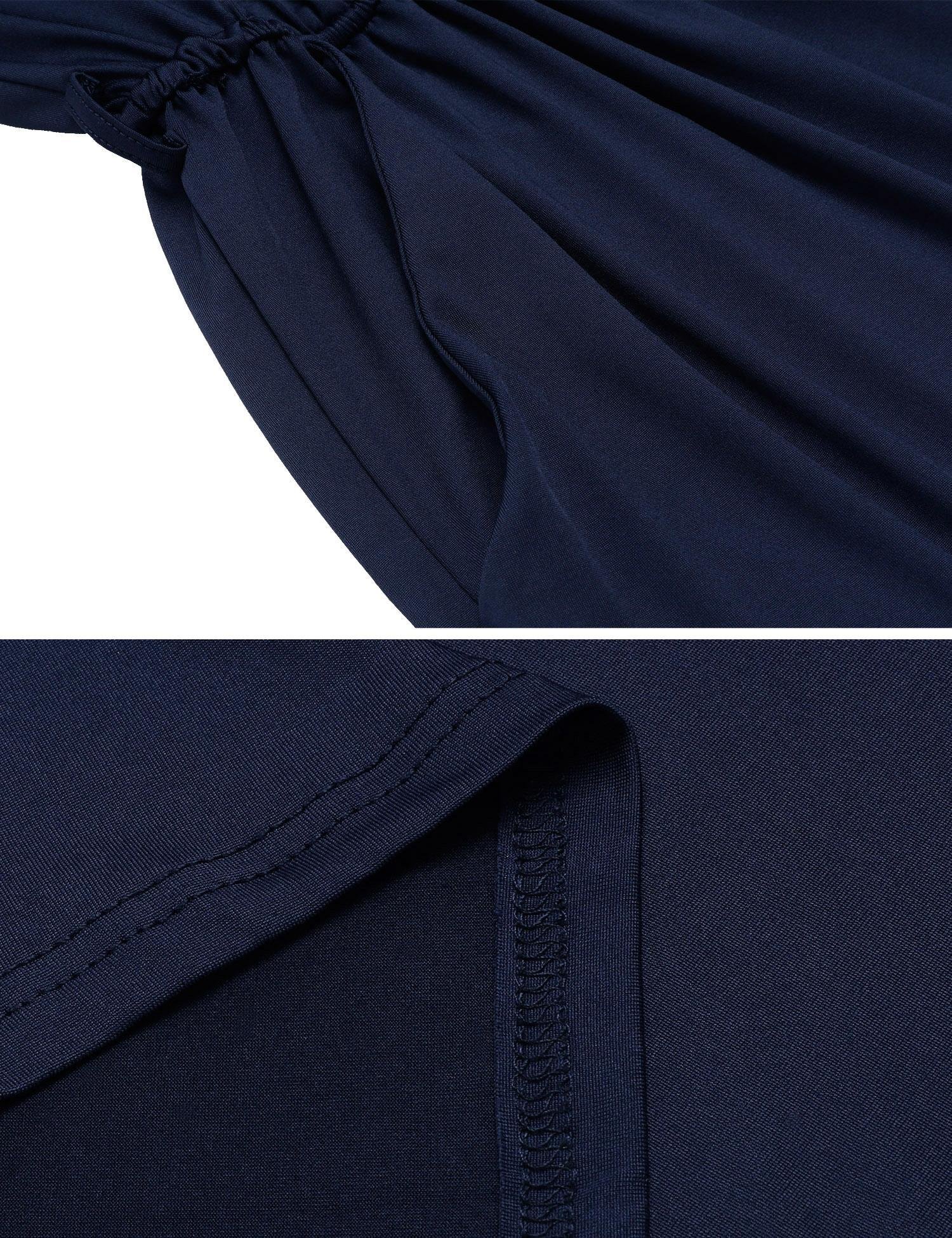 ELESOL Women\'s Cotton Sexy Wrap Deep V-Neck Loose Jumpsuit Romper With Pockets Navy Blue M