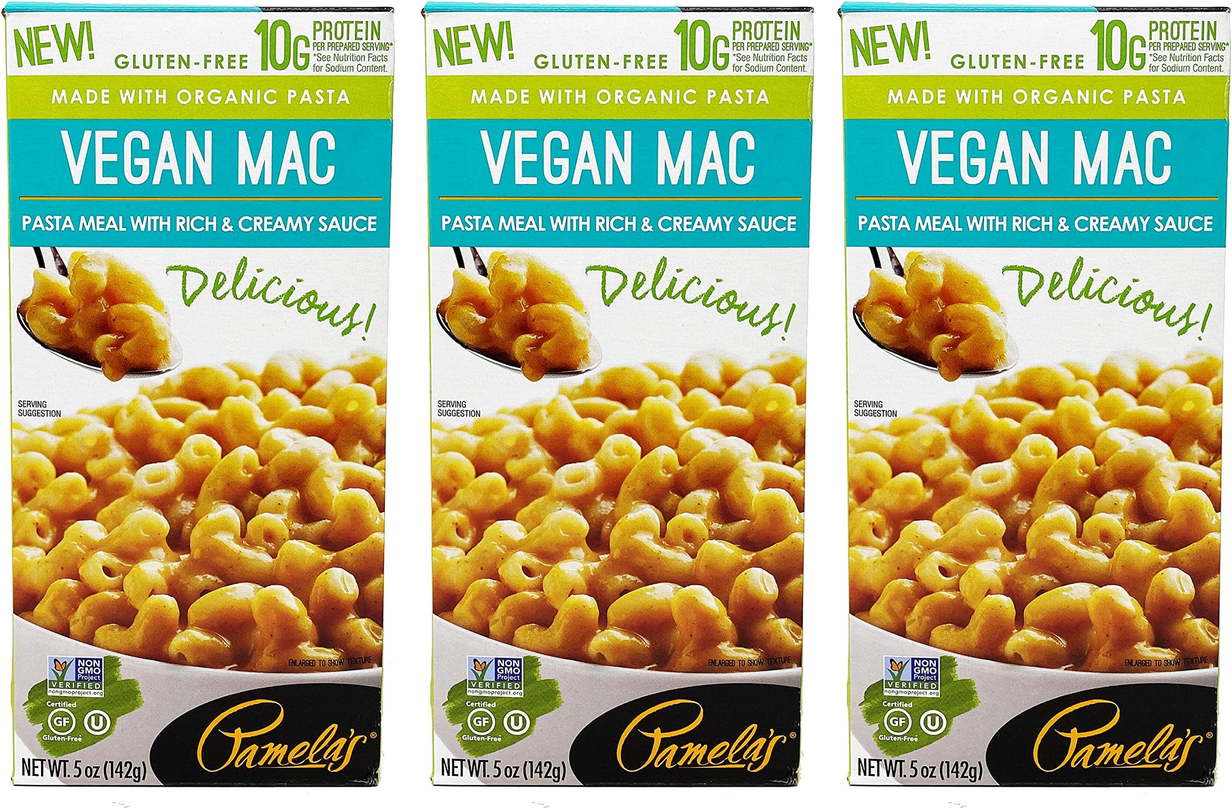 Pamela’s Vegan Mac Pasta Meal with Rich & Creamy Sauce 5 Ounce (Pack of 3) Made with Organic Pasta, Gluten-Free, Non-GMO Vegan Mac & Cheese