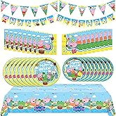 Treasures Gifted Officially Licensed Peppa Pig Birthday Party Supplies - Serves 24 Guests - Complete Set Peppa Pig Party Supplies - Peppa Pig Decorations, Peppa Pig Birthday Banner, Plates & More