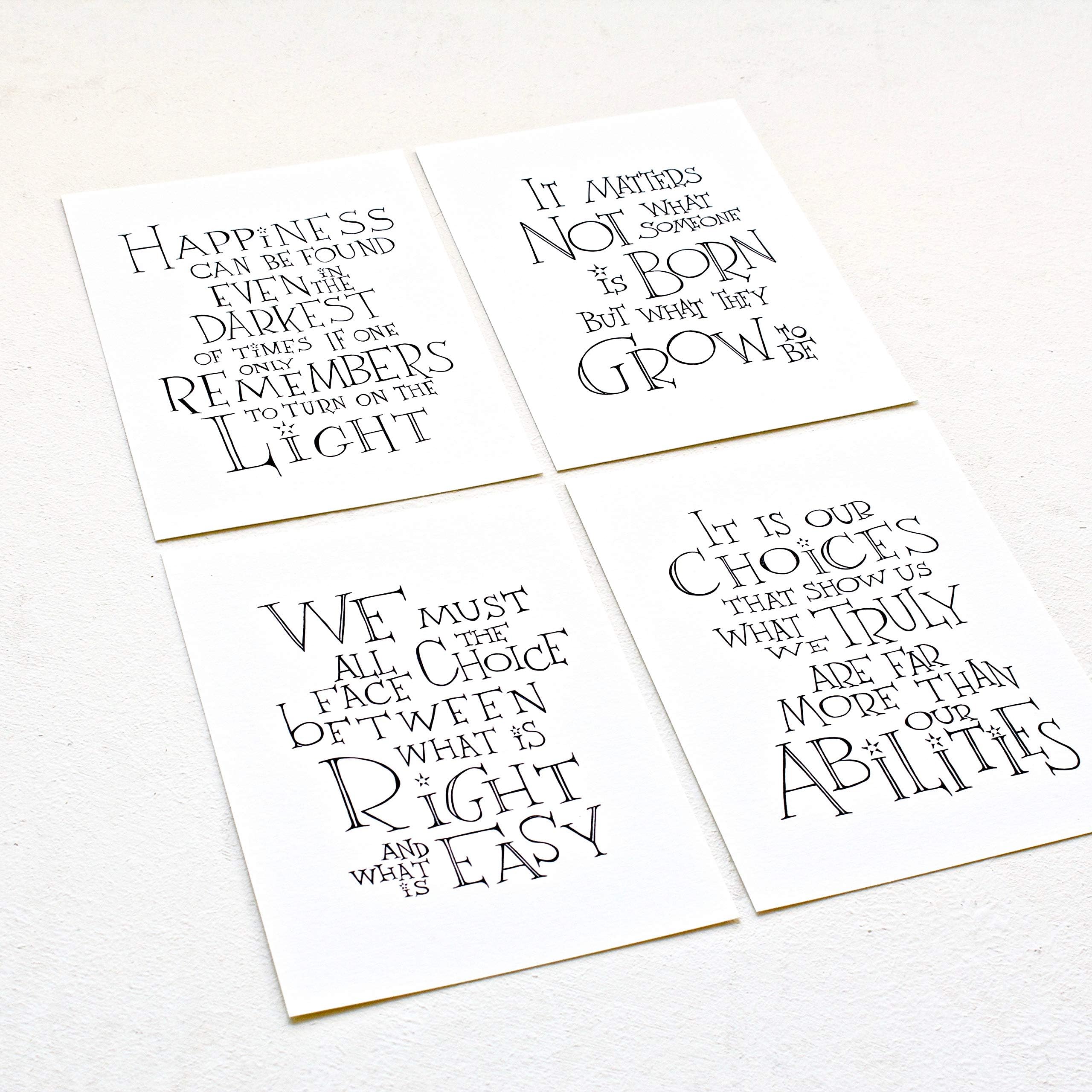 Set of 4 Inspirational Quotes Art Prints on 8.5 x 11 inches Archival Matte Paper Unframed Print