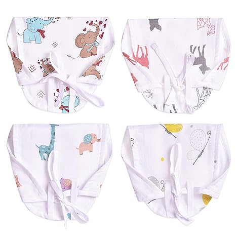 The Boo Boo Club Extra Soft Organic Cotton Muslin Nappies for Born Baby (Set of 4). GOTS Certified