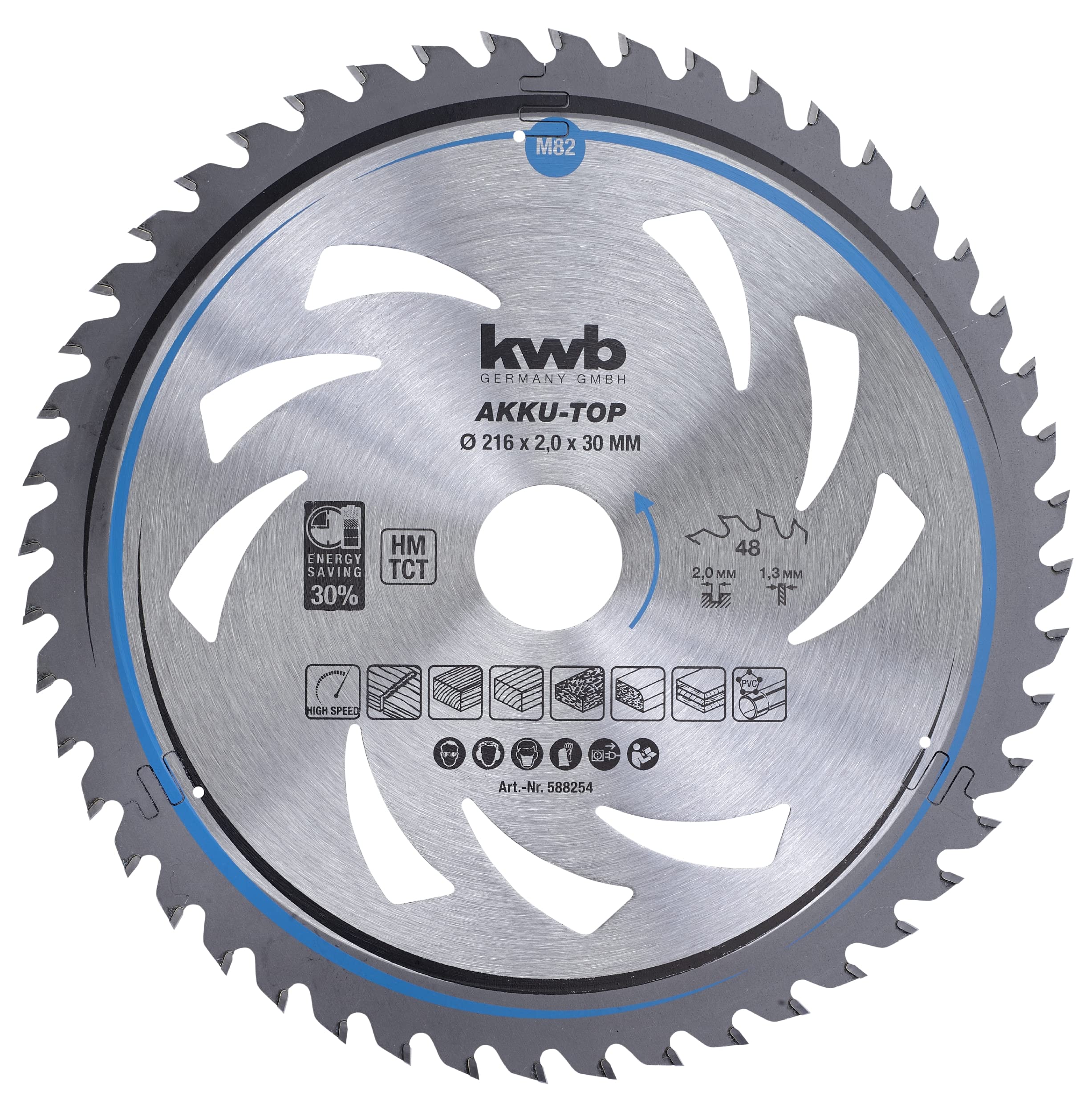 kwb 216x30mm Circular Saw Blade for Smooth Cuts, Designed for Cordless Tools