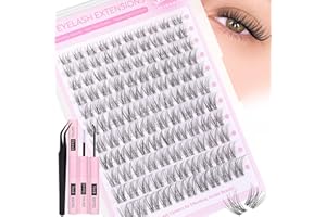Natural Lash Clusters Kit Wispy Lash Extension Kit Eyelash Clusters with Invisible Band C Curly Cluster Eyelash Extensions wi