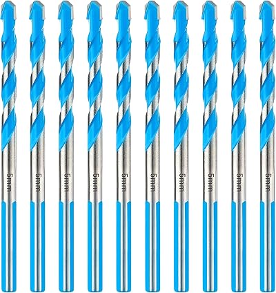 Toolant 5mm Carbide Drill Bit Set 10pcs Shockproof Masonry Concrete Drill Bits