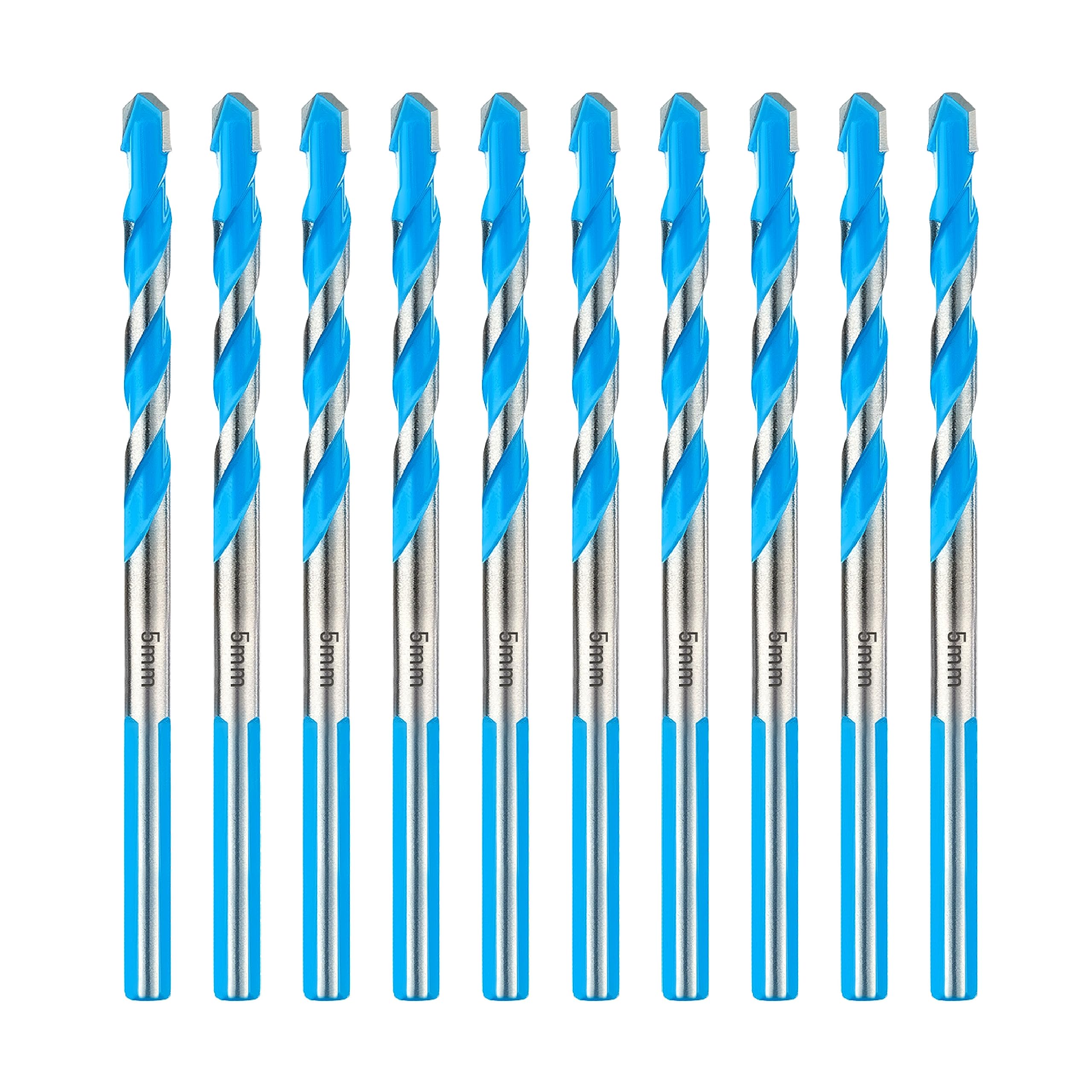 Toolant 5mm Carbide Drill Bit Set, Shockproof for Concrete/Glass/Brick/Plastic/Cement/Tile, Industrial Strength, Box of 10 — image 1