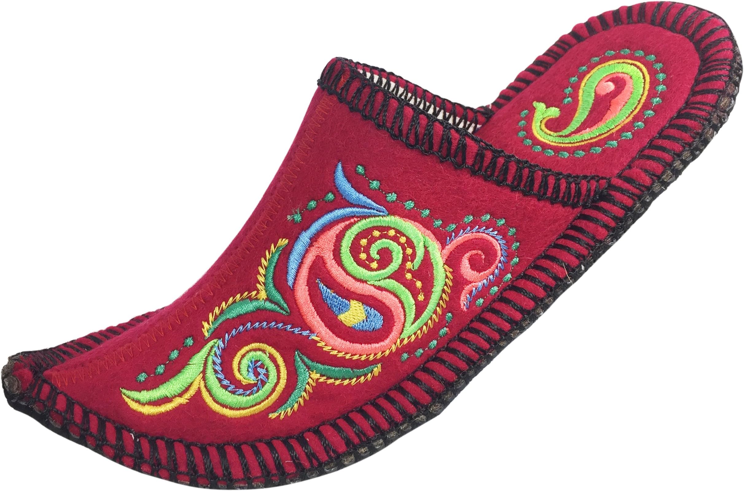 Curly Niece Handmade Boiled Wool House Slipper for Men and Women, Natural Felt, Bright Soft & Breathable Exclusive Indoor Shoes
