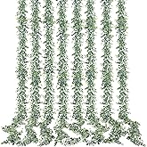 Sggvecsy Artificial Eucalyptus Garland 8 Pack Fake Eucalyptus Greenery Garland Faux Hanging Plants Artificial Vines, 5.6 Feet/Strand for Wedding Backdrop Arch Wall Table Party Outdoor Festival Decor