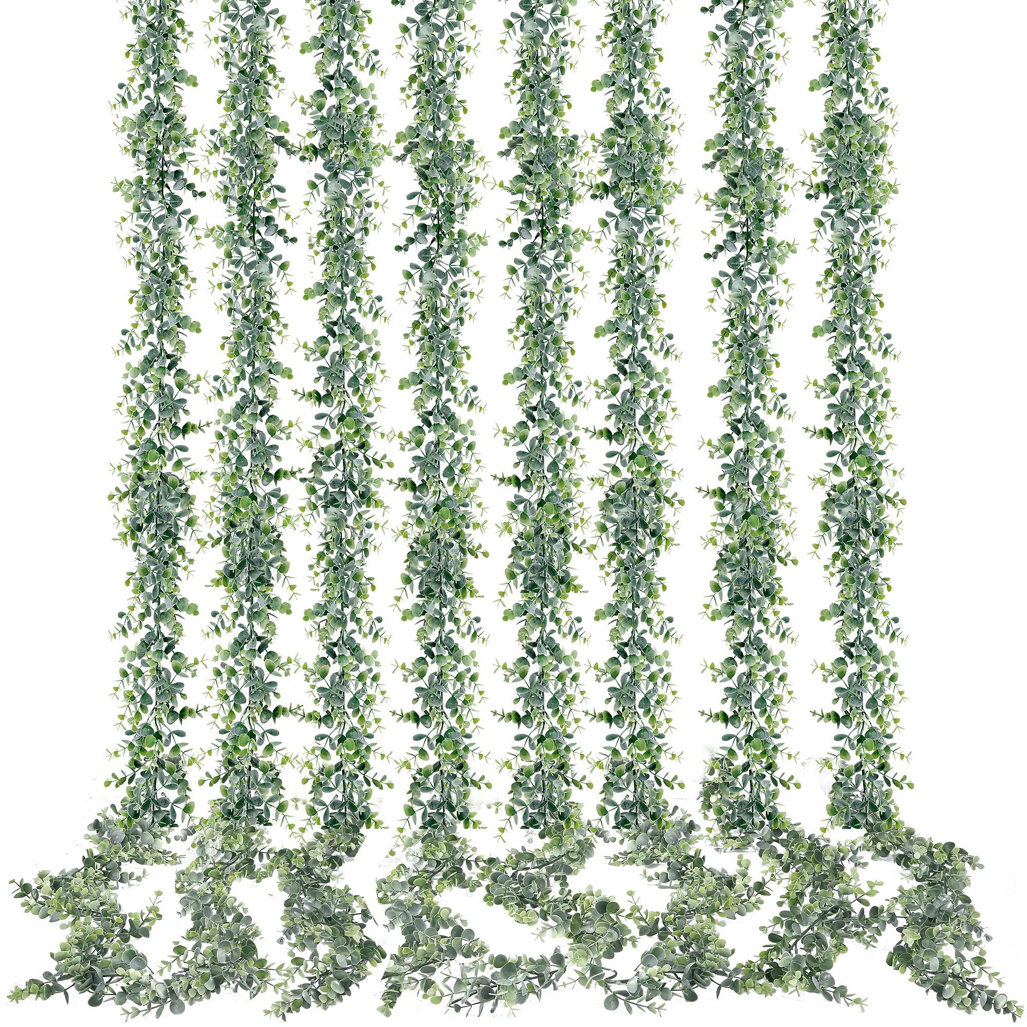 Sggvecsy Artificial Eucalyptus Garland 8 Pack Fake Eucalyptus Greenery Garland Faux Hanging Plants Artificial Vines, 5.6 Feet/Strand for Wedding Backdrop Arch Wall Table Party Outdoor Festival Decor