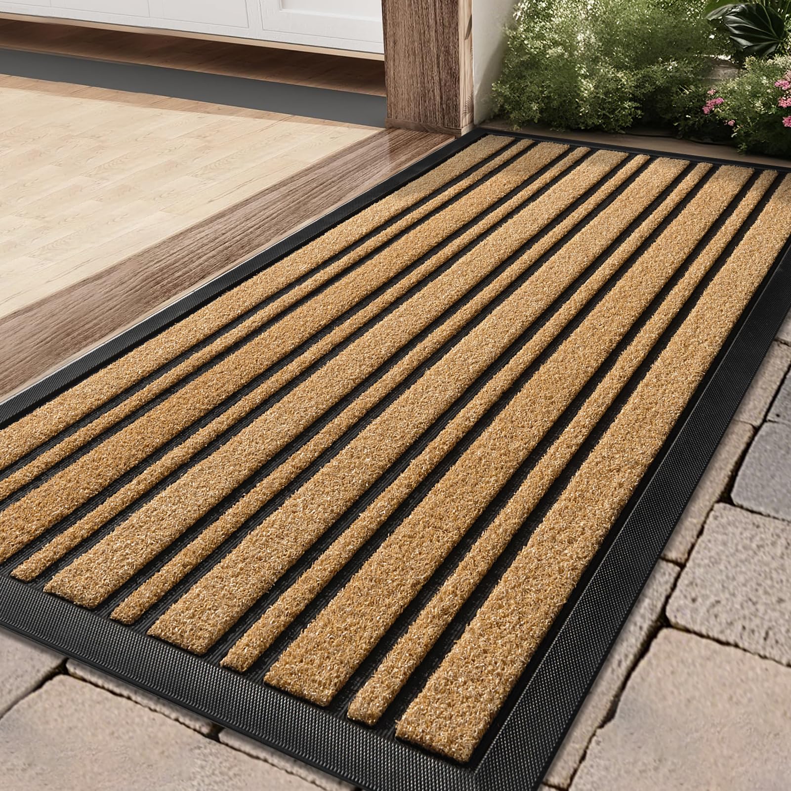 Photo 1 of Door Mat Outdoor Entrance, 36x17 Inches, Extra Durable Front Door Mat Outside, Heavy Duty Welcome Mat for Outside Entry, Back Door Mats Non Slip, Waterproof All-Season Doormats, Yellow