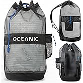 Oceanic Mesh Backpack Gear Bag XL for Snorkel &amp; Scuba Diving Gear | Padded Shoulder Straps, Drawstring Closure, Internal Semi-Dry Pocket for Keys, Wallet &amp; Card, PU-Coated Nylon Pocket
