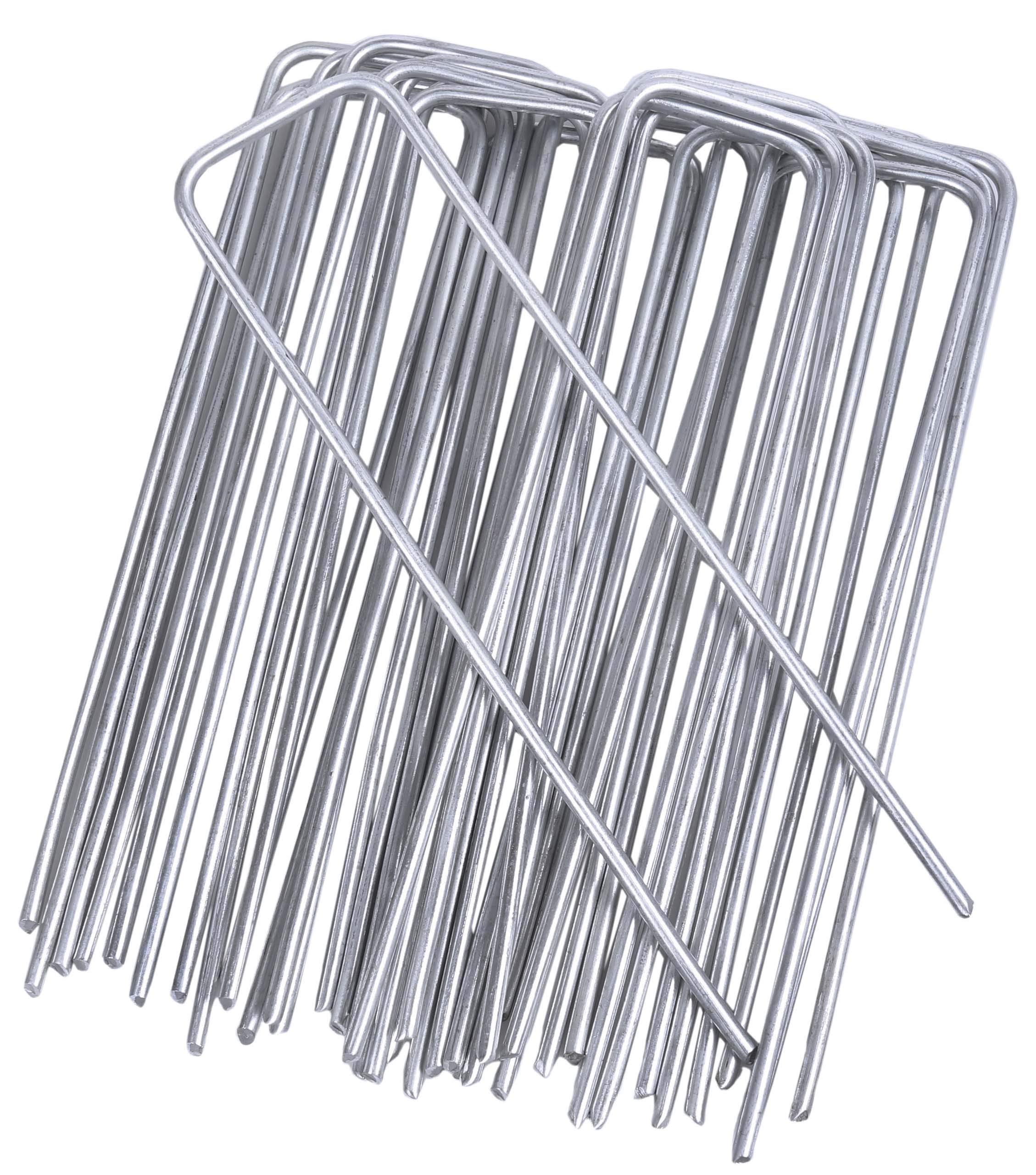 Steel Garden Pins U-shaped multi-purpose Securing Pegs - Ideal for securing weed, landscape fabric, netting and fleece 15cm 3mm (25)