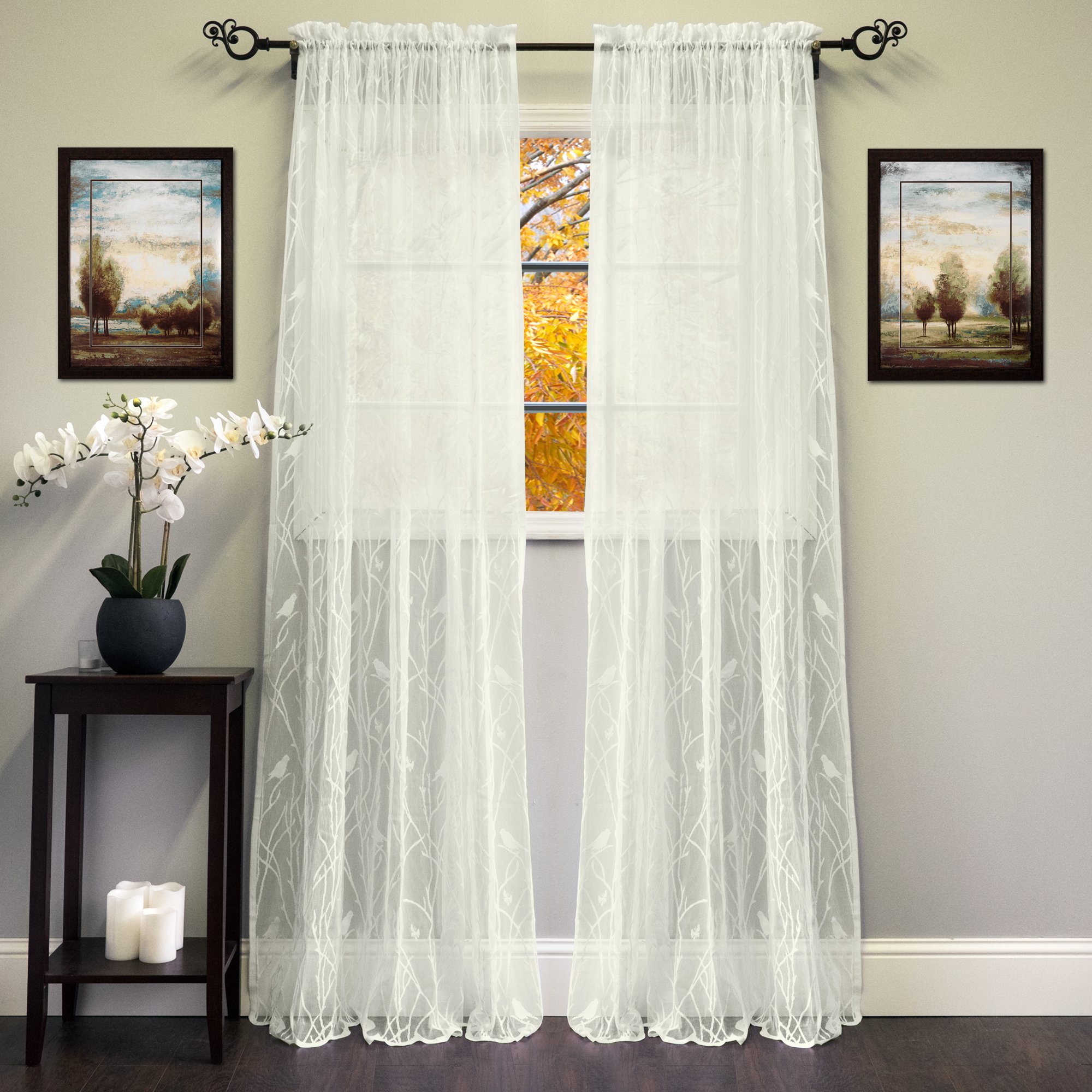 Sweet Home Collection Window Curtain Treatment Panel, Songbird Ivory, 8" W x 8" L (Pack of 1)