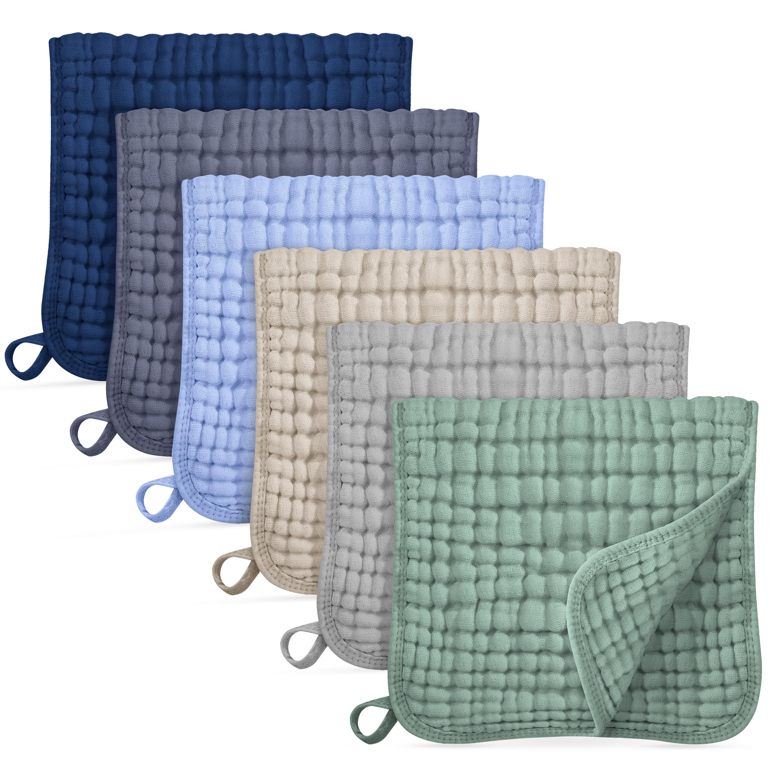Unnivoll Muslin Cloths for Baby 100% Cotton Muslin Squares Burp Cloths Baby Essentials for Newborn Boys Girls Large 50x25CM Extra Soft and Absorbent 6 Pack - Multicolor