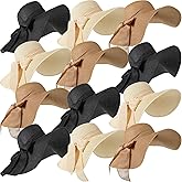 Tigeen 12 PCS Women's Wide Brim Straw Hats Floppy Sun Hat Foldable Multicolor Summer Beach Sun Cap UPF 50+