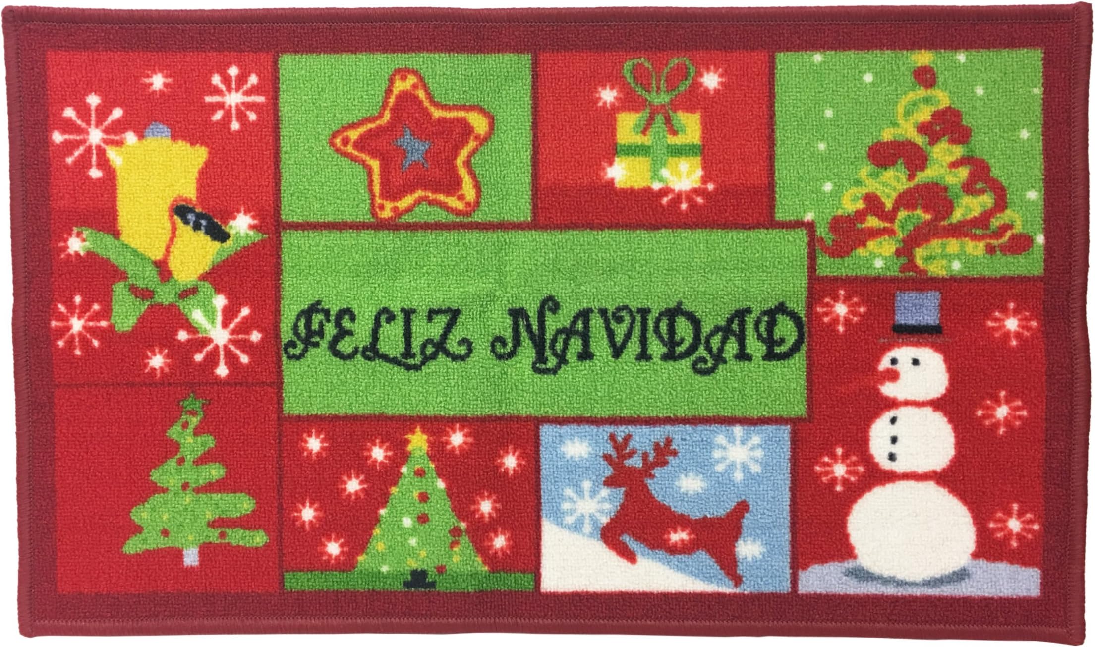 Kashi Home Christmas Kitchen Rug, Feliz Navidad 18"x30", Rectangular