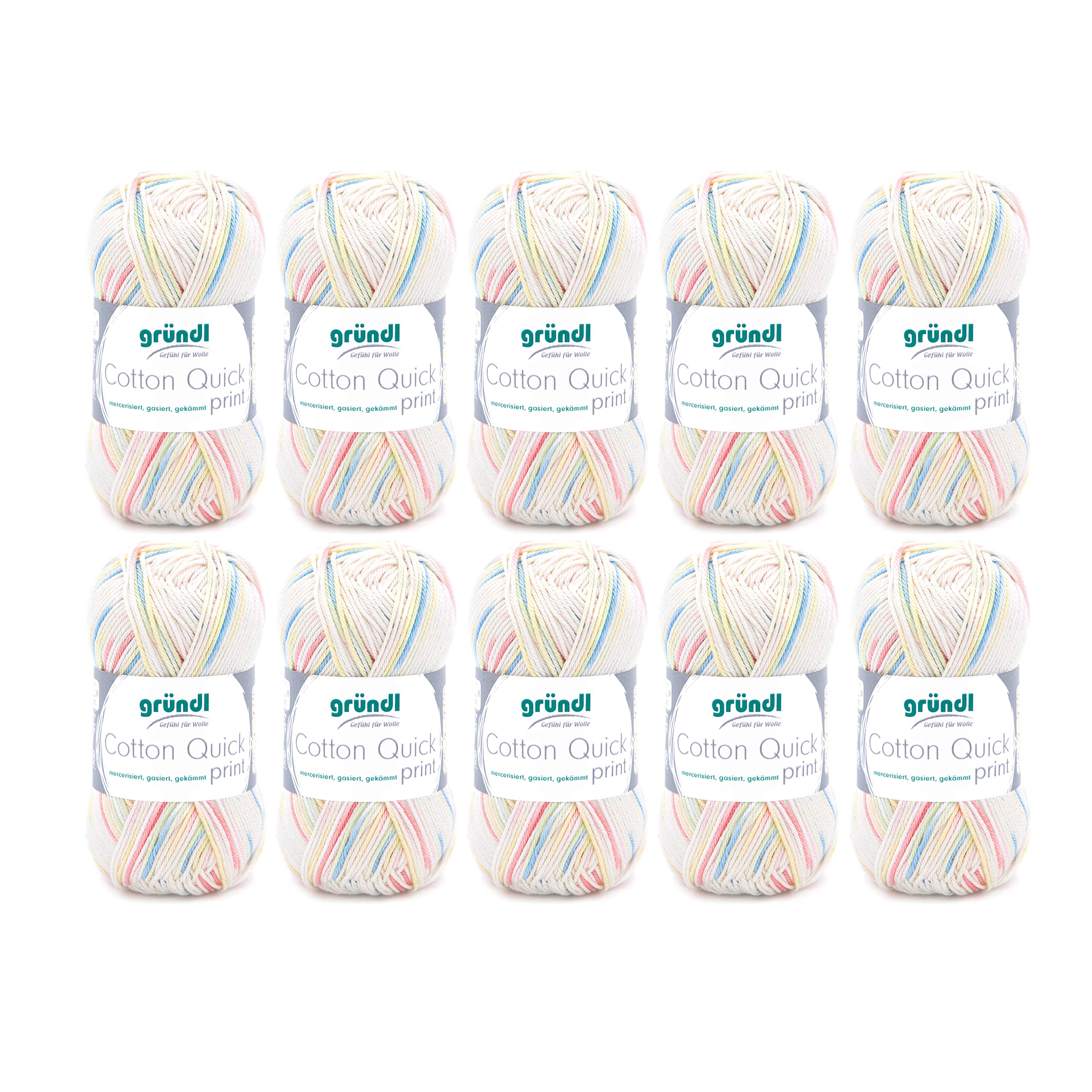 Gründl Cotton Quick Print knitting/crochet yarn (colourful yarn made of 100% cotton, OEKO-TEX certified, 50 g / 125 m, needle size: 3-4, 1 x 50 g), Baby Multicolor — image 1