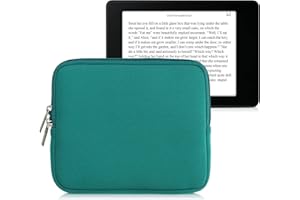 kwmobile Neoprene e-Reader Pouch Size 6,8-7" eReader - Universal eBook Sleeve Case with Zipper - Petrol