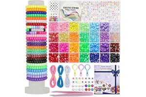 LIS HEGENSA 28 Color DIY Crafts Gifts for Girls Beading Kits, 1200PCS Pony Beads Bracelet Making Kits with Decorative Beads and Charms, Craft Supplies for Children, Adults, Girls