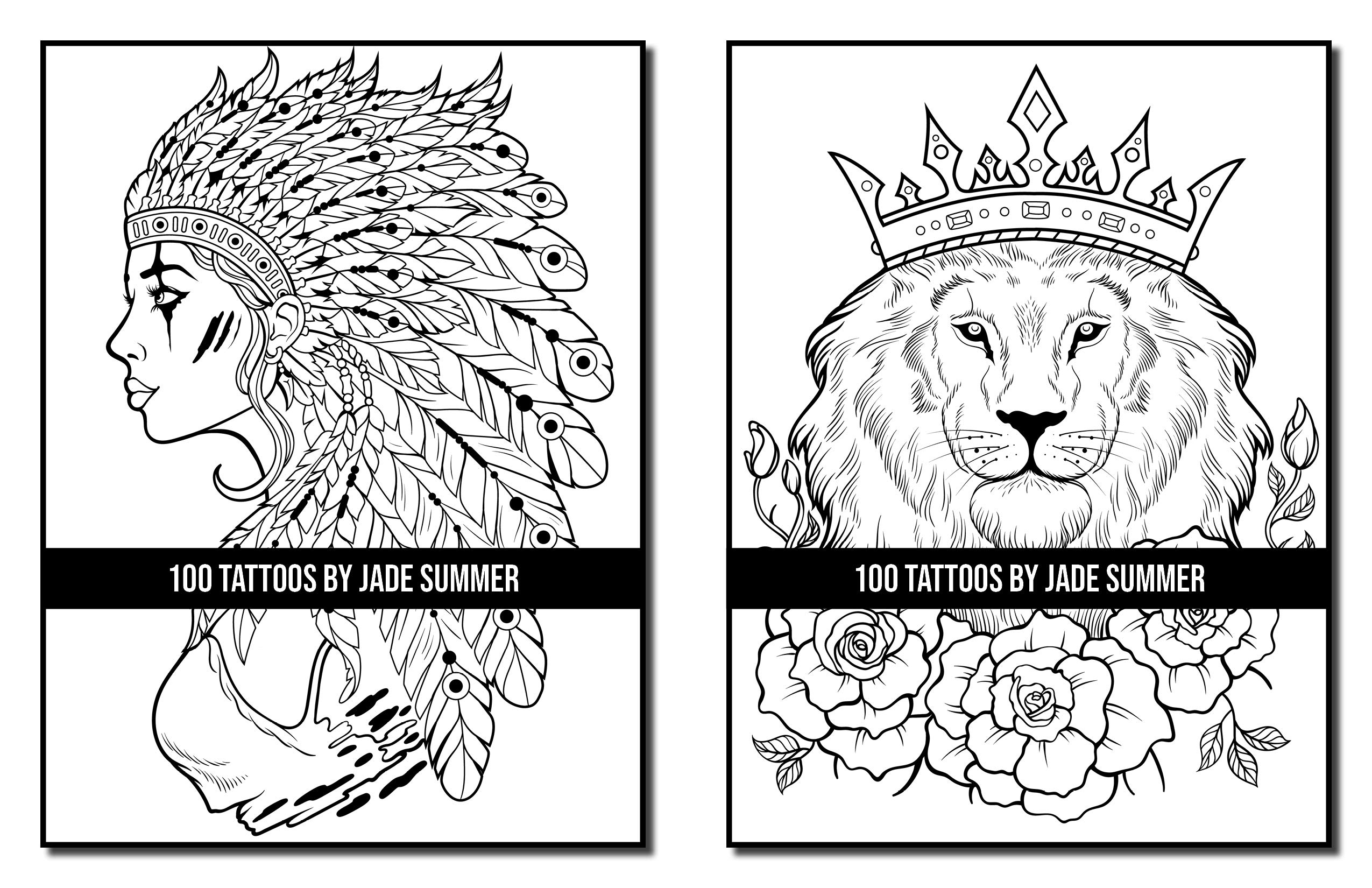 100 tattoos a tattoo coloring book for adults with skulls animals flowers fantasy and more tattoo coloring books for adults summer jade 9798563973015 books amazon com
