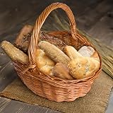 Green Leaves Oval Traditional Wicker Basket Medium High Handle Storage view 5
