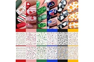 TailaiMei 30 Sheet All Holidays Nail Art Stickers, Christmas Mixed Seasons Variety Pack for Valentine's Day Halloween Fall Nail Decals, Self-Adhesive Year-Round Thanksgiving Nail Decorations