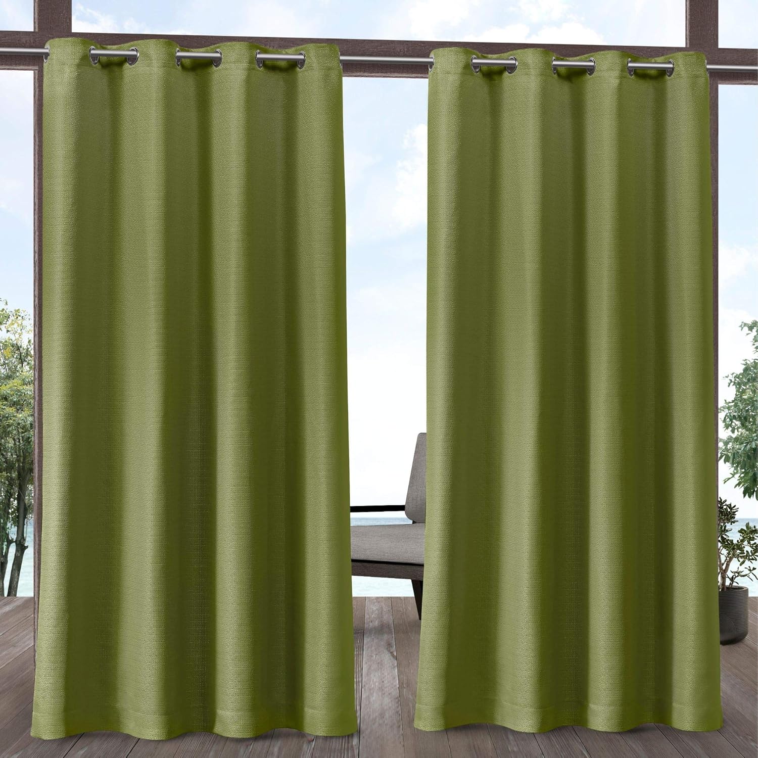 Exclusive Home Curtains Aztec Indoor Outdoor Grommet Top Curtain Panel Pair, 54x84, Azure